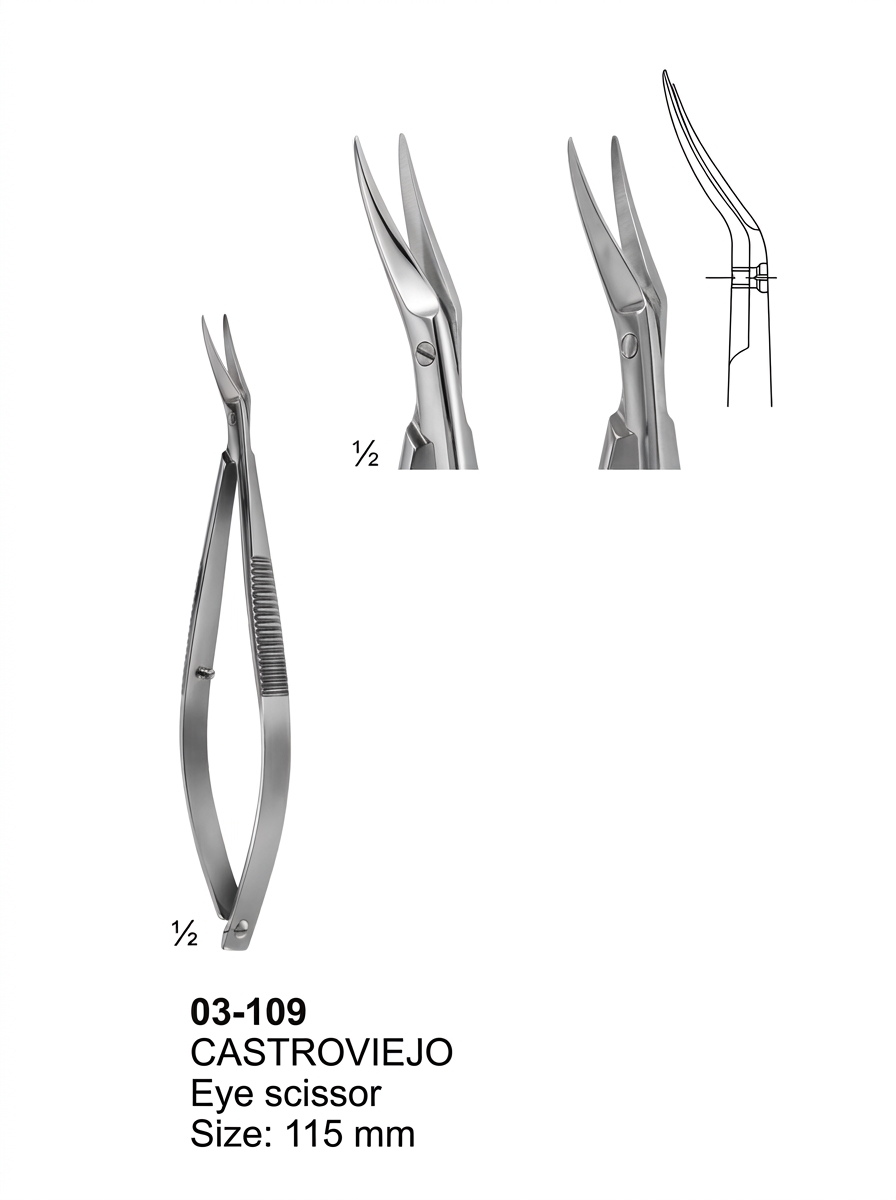 CASTROVIEJO Micro Scissors Spring Type with Flat Handles