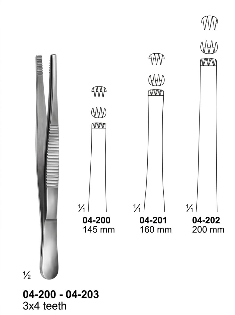 Pinces à disséquer à griffes 3x4 dents
