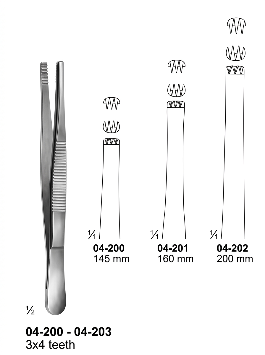 04-200-04-203 3x4 teeth Tissue Forceps