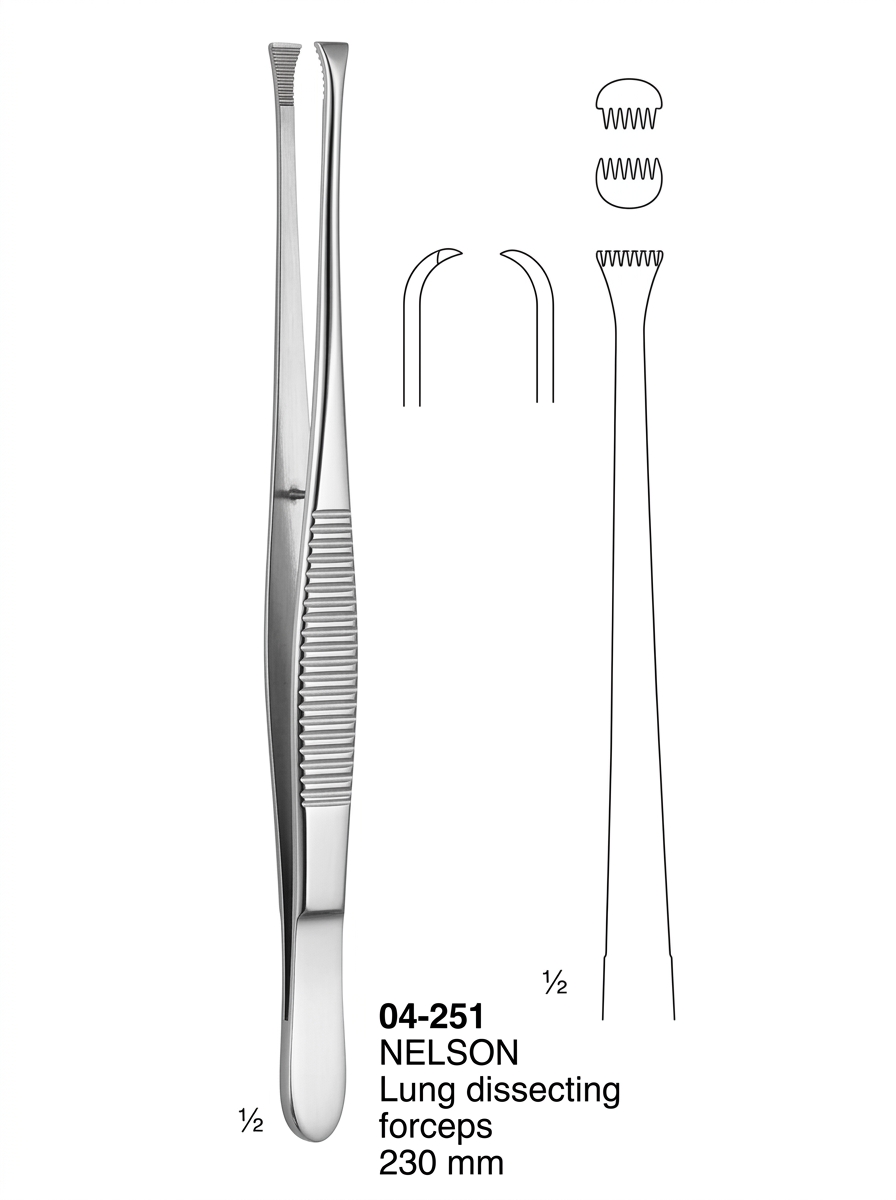 04-251 NELSON Lung dissecting force Tissue Forceps Lung Dissecting Forceps
